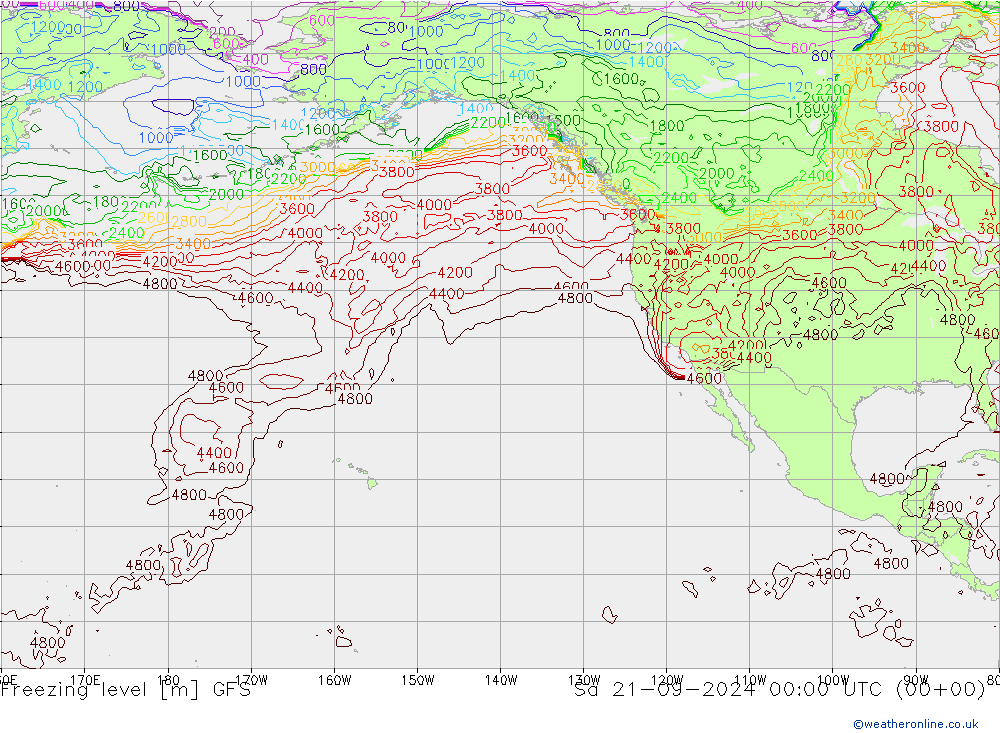 Freezing level GFS so. 21.09.2024 00 UTC