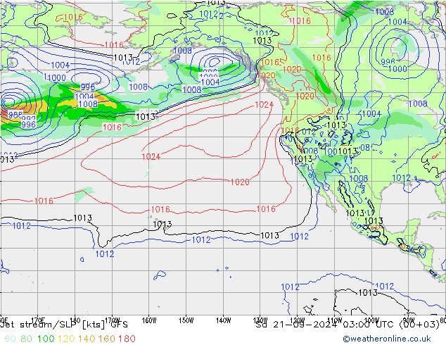 Jet Akımları/SLP GFS Cts 21.09.2024 03 UTC