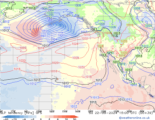 Tendenza di Pressione GFS dom 22.09.2024 15 UTC