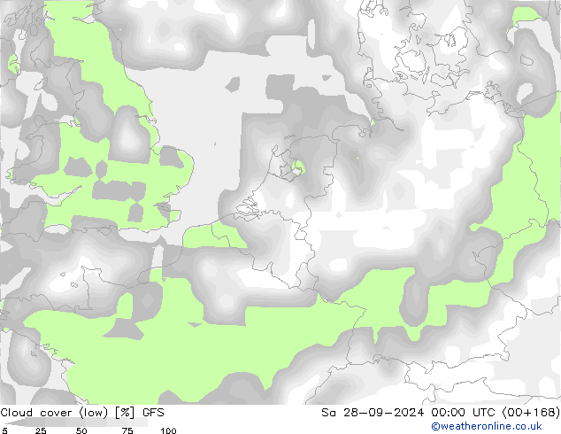 облака (низкий) GFS сб 28.09.2024 00 UTC