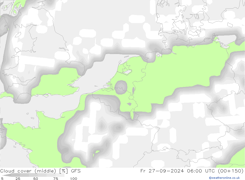 Cloud cover (middle) GFS Fr 27.09.2024 06 UTC