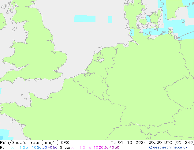 Rain/Snowfall rate GFS Tu 01.10.2024 00 UTC