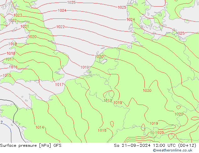 ciśnienie GFS so. 21.09.2024 12 UTC