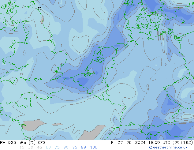 RH 925 hPa GFS  27.09.2024 18 UTC