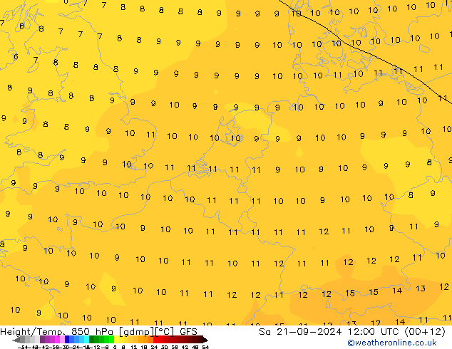 Z500/Rain (+SLP)/Z850 GFS so. 21.09.2024 12 UTC