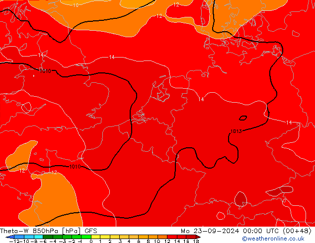 Theta-W 850hPa GFS Pzt 23.09.2024 00 UTC