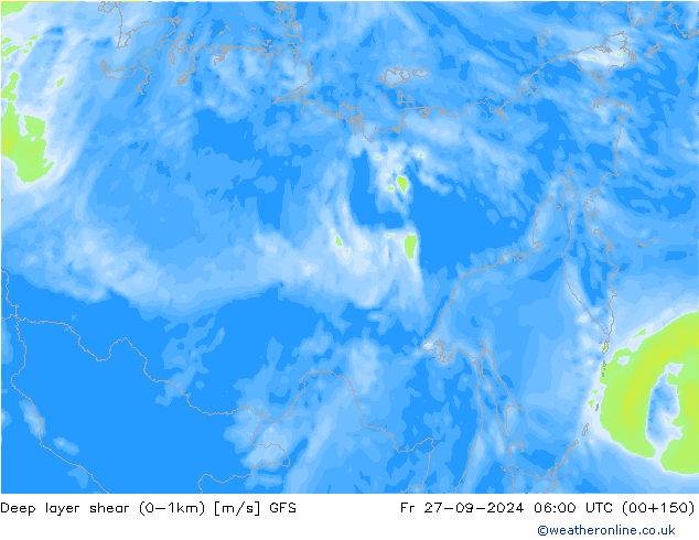 Deep layer shear (0-1km) GFS septiembre 2024