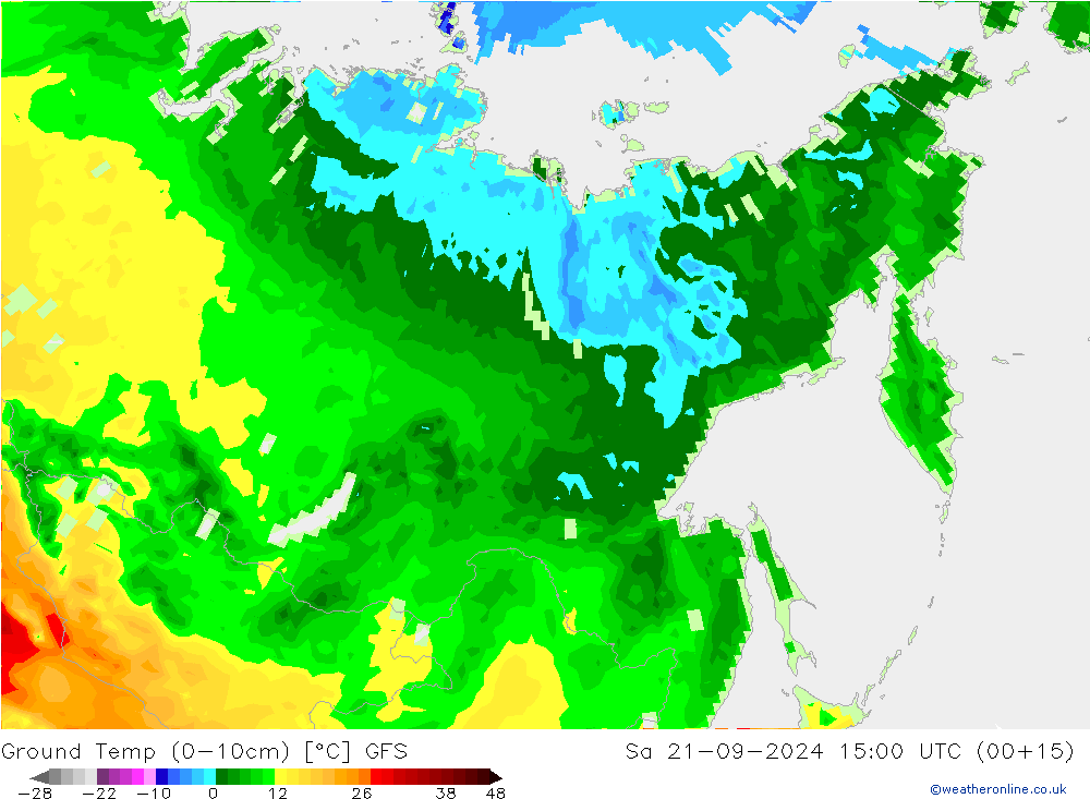 Temperatur 0-10 cm GFS Sa 21.09.2024 15 UTC