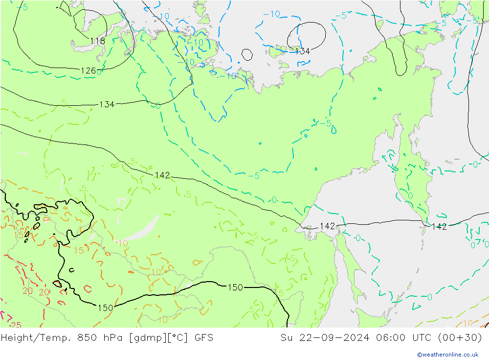 Z500/Rain (+SLP)/Z850 GFS Ne 22.09.2024 06 UTC