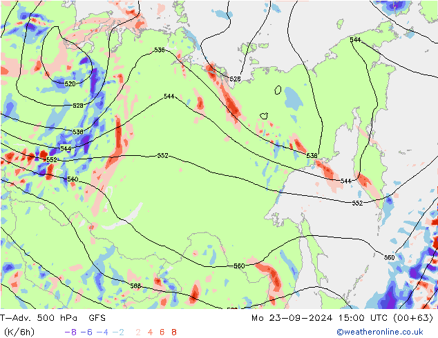 T-Adv. 500 hPa GFS Mo 23.09.2024 15 UTC