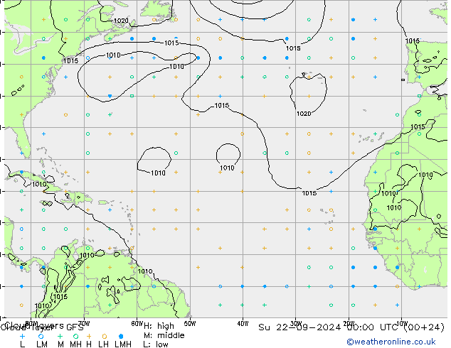 Chmura warstwa GFS nie. 22.09.2024 00 UTC