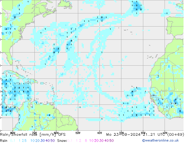 Rain/Snowfall rate GFS Mo 23.09.2024 21 UTC