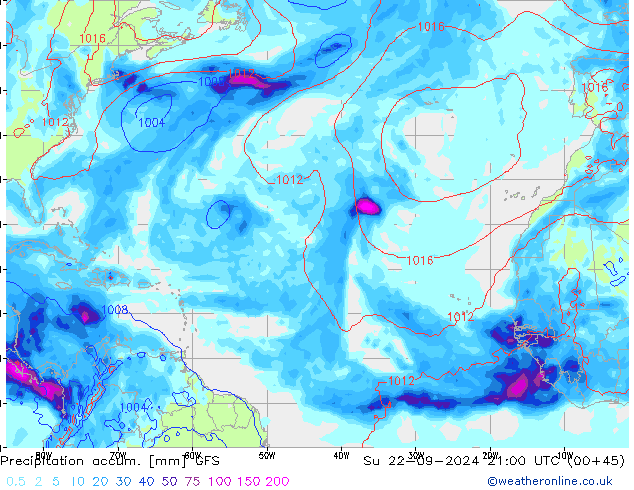 Precipitation accum. GFS nie. 22.09.2024 21 UTC