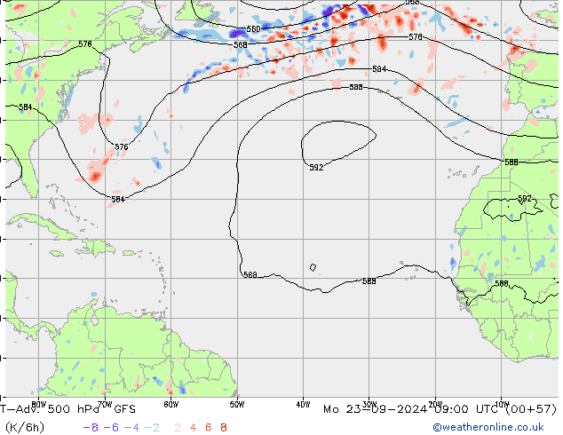 T-Adv. 500 hPa GFS Mo 23.09.2024 09 UTC