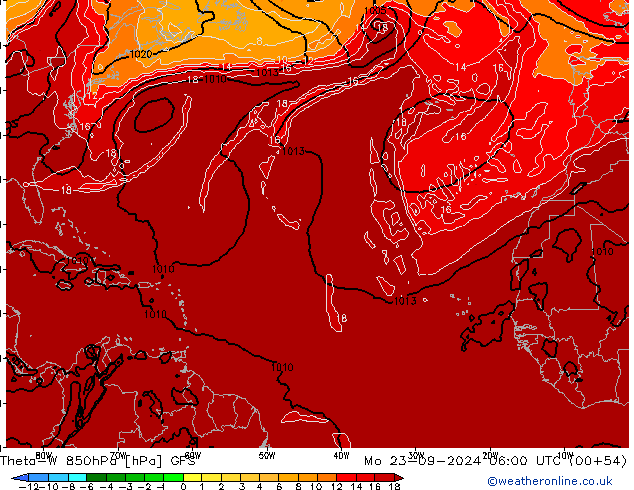 Theta-W 850hPa GFS Mo 23.09.2024 06 UTC