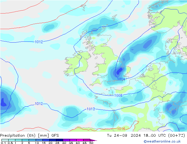 Precipitazione (6h) GFS mar 24.09.2024 00 UTC