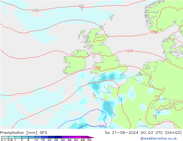 Srážky GFS So 21.09.2024 03 UTC