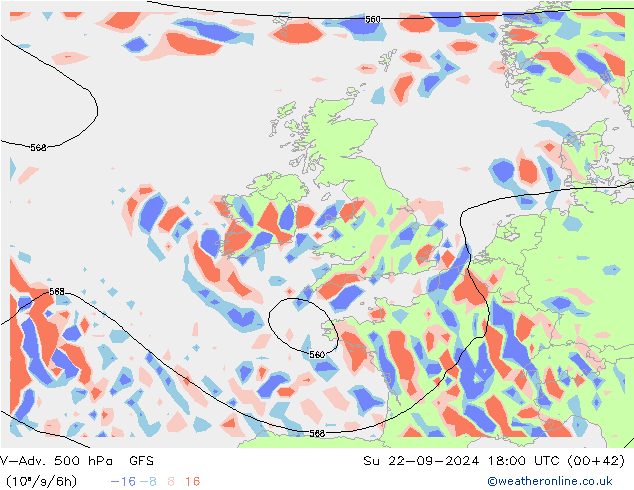 V-Adv. 500 hPa GFS Paz 22.09.2024 18 UTC