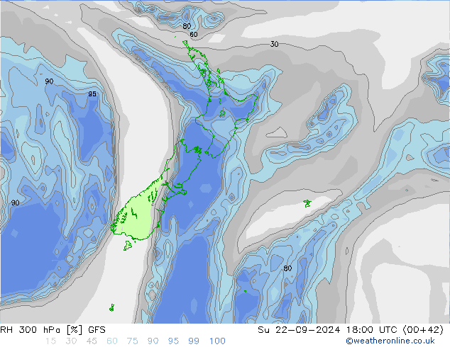 RH 300 hPa GFS So 22.09.2024 18 UTC