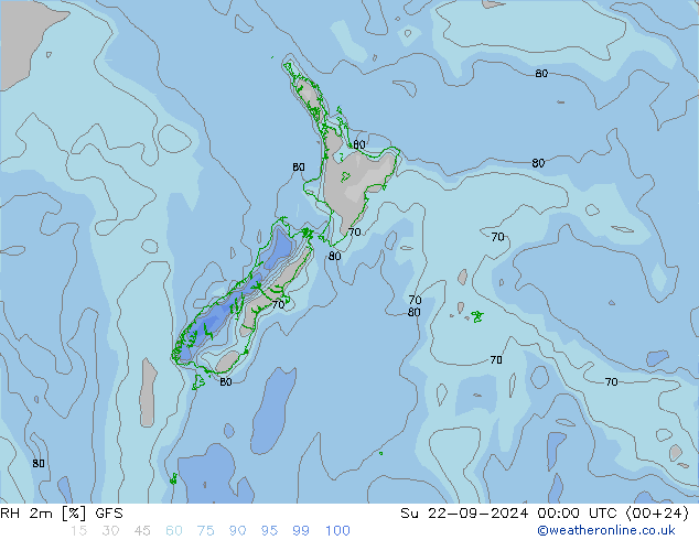 RH 2m GFS nie. 22.09.2024 00 UTC