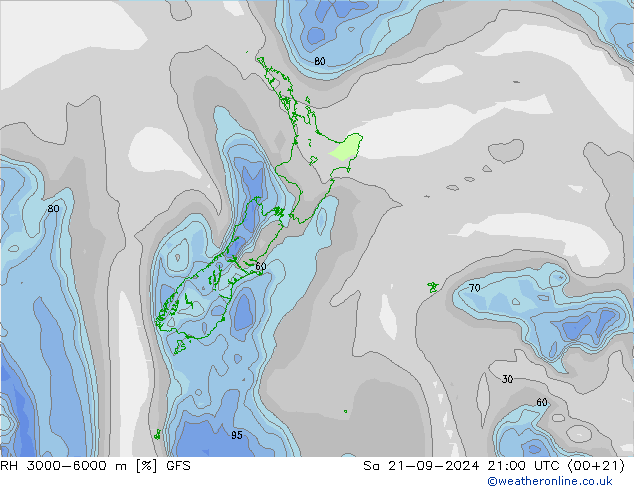 RH 3000-6000 m GFS sab 21.09.2024 21 UTC