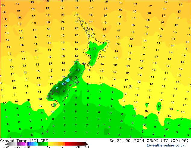 Teplota půdy GFS So 21.09.2024 06 UTC