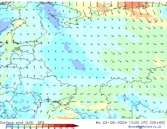 Surface wind (bft) GFS September 2024