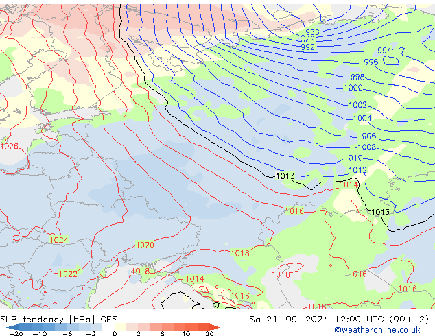 Tendencia de presión GFS sáb 21.09.2024 12 UTC