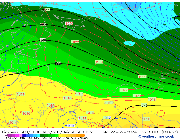 Thck 500-1000hPa GFS Mo 23.09.2024 15 UTC