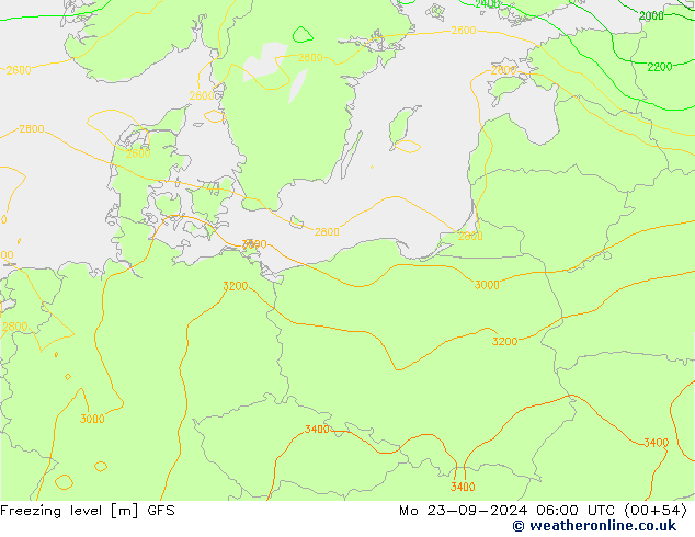 Frostgrenze GFS Mo 23.09.2024 06 UTC