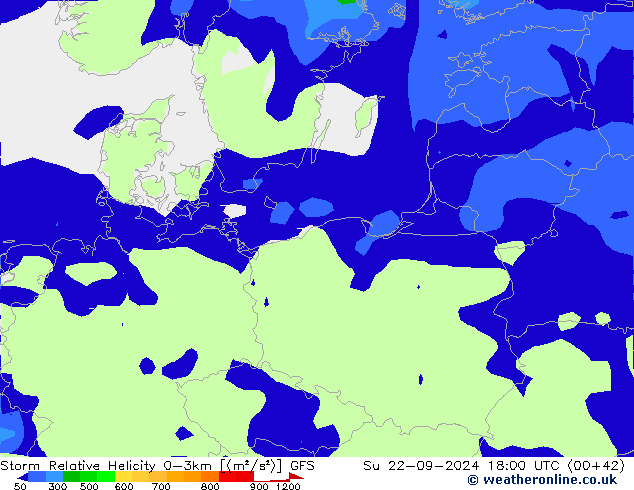 Storm Relative Helicity GFS dom 22.09.2024 18 UTC