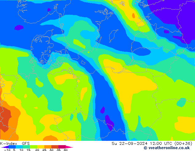 K-Index GFS zo 22.09.2024 12 UTC