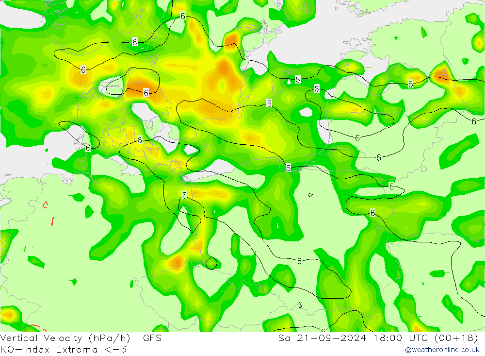 Convectie-Index GFS za 21.09.2024 18 UTC