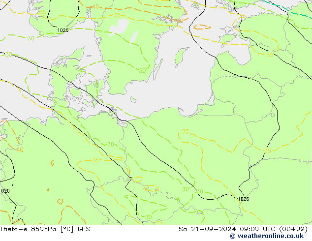 Theta-e 850hPa GFS  21.09.2024 09 UTC