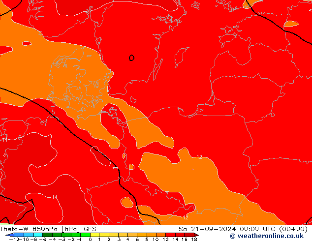 Theta-W 850hPa GFS za 21.09.2024 00 UTC