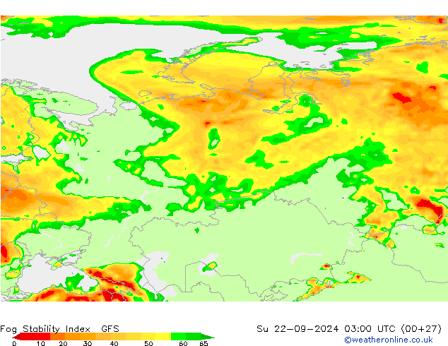 Fog Stability Index GFS Su 22.09.2024 03 UTC