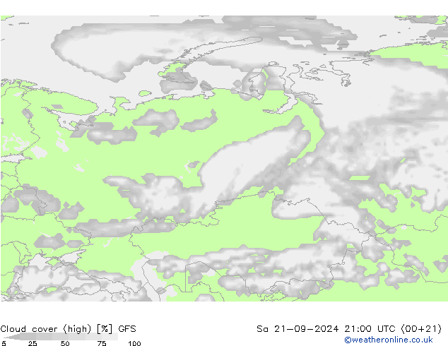 Nuages (élevé) GFS sam 21.09.2024 21 UTC