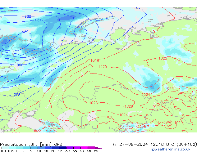 Yağış (6h) GFS Cu 27.09.2024 18 UTC