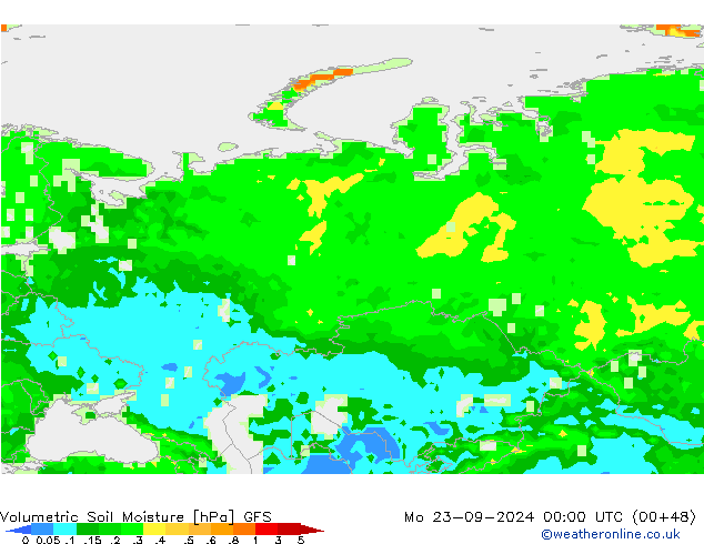 Volumetric Soil Moisture GFS Mo 23.09.2024 00 UTC