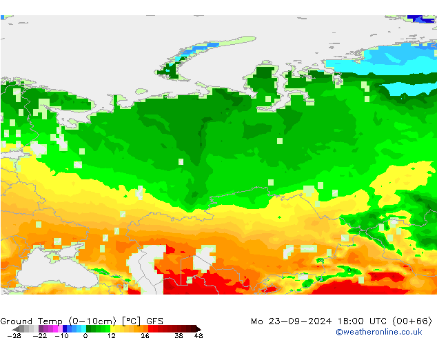 Temperatur 0-10 cm GFS Mo 23.09.2024 18 UTC