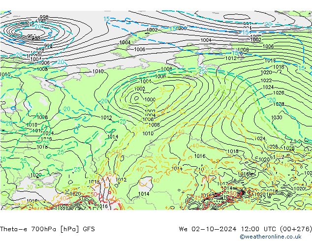 Theta-e 700hPa GFS St 02.10.2024 12 UTC