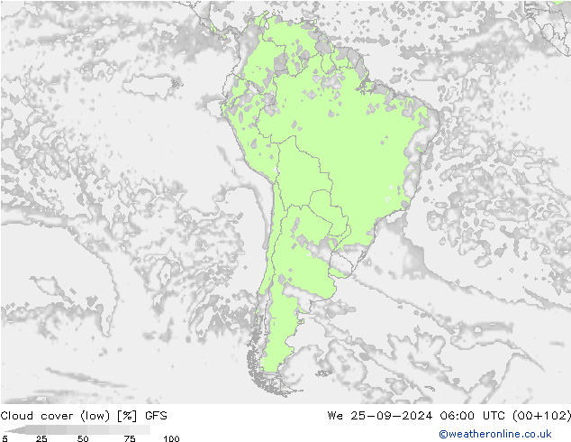 Bulutlar (düşük) GFS Çar 25.09.2024 06 UTC