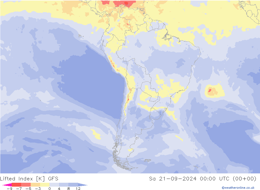 Lifted Index GFS Sa 21.09.2024 00 UTC