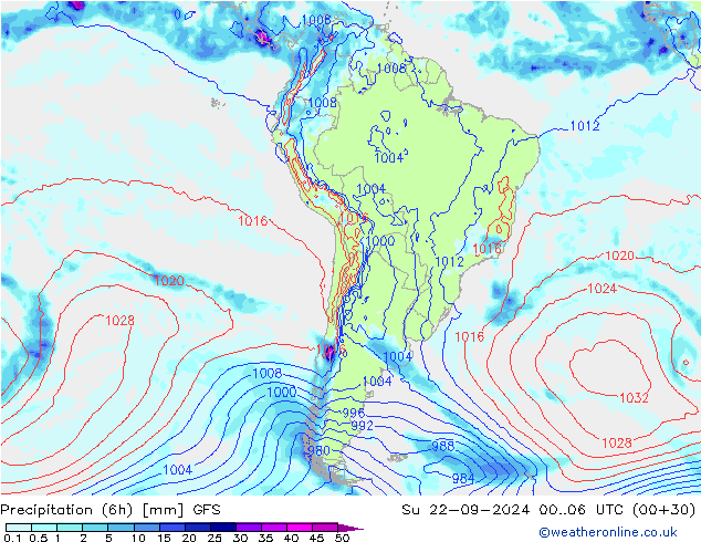 Z500/Regen(+SLP)/Z850 GFS zo 22.09.2024 06 UTC