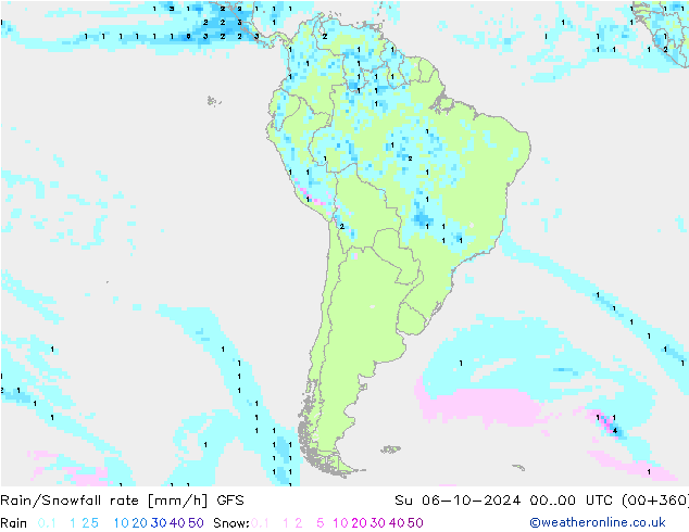 Rain/Snowfall rate GFS  06.10.2024 00 UTC