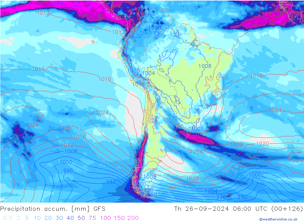 Precipitation accum. GFS Qui 26.09.2024 06 UTC