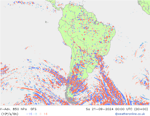 V-Adv. 850 hPa GFS za 21.09.2024 00 UTC