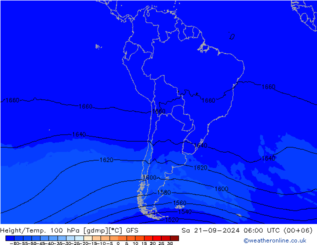 Height/Temp. 100 hPa GFS so. 21.09.2024 06 UTC