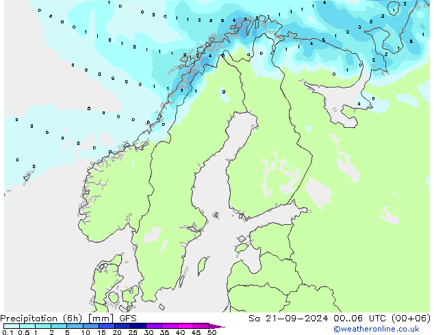 Z500/Rain (+SLP)/Z850 GFS Sa 21.09.2024 06 UTC