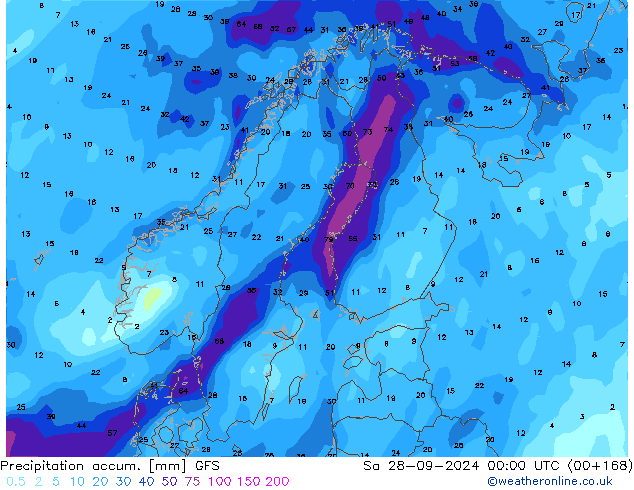 Precipitation accum. GFS Sa 28.09.2024 00 UTC